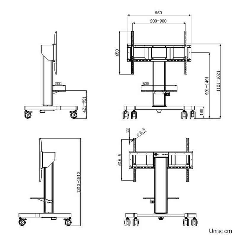 Support mobile motorisé pour écran interactif ajustable électriquement en hauteur - Speechi  #
